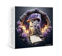 Halloween Magic Owl Flower Puzzles for Adults 1000 Pieces, Funny Bird Floral Art Jigsaw Puzzles, Impossible Challenging Witch Hat Rose Puzzle