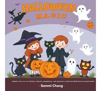 Halloween Magic: Simple line art of witches, ghosts, pumpkins, and monsters with fun Halloween background (Festival Day)