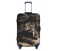 Halloween Magical Wizard Cat Suitcase Luggage Cover Baggage Covers Travel Accessories for Outdoor Business Holiday Trip