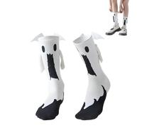 Halloween Magnetic Socks Holding Hands Socks Funny Socks Women Ghost White Design HalloweEn SocKs Women Men HalloWeeN Gifts for Women