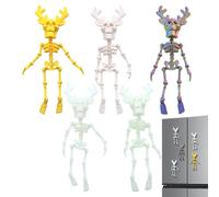 Halloween Magnets - 5 Pieces Skull Refrigerator Magnets | Gothic Movable Joints Figure | 3D Printing Material, 7.52 X 2.72 X 0.79 Inches, Removable Funny Stickers For Holiday Home Locker Cruise