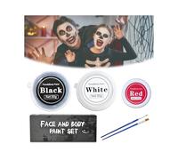 Halloween Make-Up Set, Face Paint White Black Red with Makeup Brush, Halloween Make Up Set, Children's Make-Up, Clown Face Body Colour Set, Body Paint for Halloween, Carnival, Fancy Dress Party