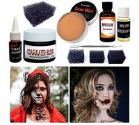 Halloween Makeup Halloween Liquid Latex Special Effects SFX Makeup Kit Fake Scar Wound Modeling Skin Wax with Spatula, Fake Blood Gel Scar Wax Kit SFX Make up for Halloween Cosplay