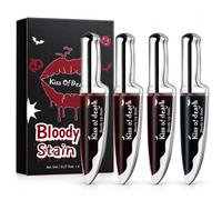 Halloween Makeup Kit, 4 Colour Lip Stain Set, Goth Vampire Lip Kit | Bloody Lip Tint & Lip Tint Stain with Red Lip Stain, Black Lipstick and Goth Makeup Shades for Halloween Makeup Adults