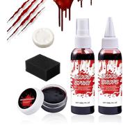 Halloween Makeup Kit Blood - Washable Realistic Fake Blood with Cleansing Soap | Scary Cosplay Party Zombie Vampire Accessories for Photo Prop Film Imitation Role Play Stage Performance