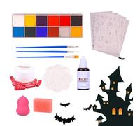 Halloween Makeup Kit, Face Painting Kit, Body Paint Set, Water-Based Washable Formula, Festival Safe for Kids, Cosplay Party Use, 7.68x5.31x2.28 Inches Multicolor 1 Set