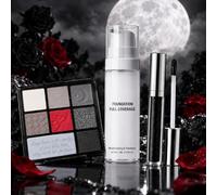 Halloween Makeup Kit,White Foundation,Gothic Face Makeup Set for Cosplay | White foundation, 9-colour smoky eye palette and black shimmer lip colour for ghost,vampire,witch and gothic Halloween looks
