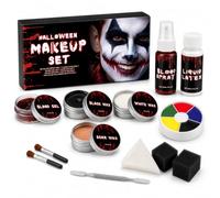 Halloween Makeup Set, SFX Face Paint Kit with Blood Spray | Include Liquid Latex, Scar Wax, Blood Gel, 6 Colour Palette, Special Effects Makeup for Costume Party, Cosplay, Theater