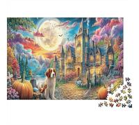 Halloween Manor 1000pc DIY Jigsaw Puzzle for Adults & Teens Premium Paper Cardboard Haunted Castle Dog Home Decoration Wall Display VaCation Indoor Jigsaw EduCational Game 52x38cm/1000pcs