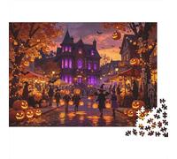 Halloween Mansion Puzzle for Adults 1000Pc Recyclable Jack-o'-lantern Jigsaw Puzzles Interesting Family Game Props Fun Present for Holiday Blessings Gift 38x26cm/1000pcs