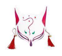 Halloween Mask for Adult Cute Animal Costume Accessory for Halloween Party Half Face Masquerade Cosplay Japanese Design Perfect Themed Events (Purple, 22x25x7cm)