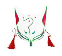 Halloween Mask for Adult Cute Animal Costume Accessory for Halloween Party Half Face Masquerade Cosplay Japanese Design Perfect Themed Events (Green, 22x25x7cm)