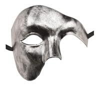 Halloween Mask for Adult Elegant Masquerade Half Face for Events Opera Accessory Men and Couples Stylish Shaded Design Special Gatherings (Silver, 17X13CM)