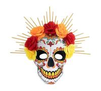 Halloween Mask for Adult Festive EVA with Flower Ties - Perfect for Day of the Dead Halloween Celebrations and Costume Events (Yellow, 38x35cm)