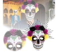 Halloween Mask for Adult Halloween Party 9 A Must Have Festive Costume Prop For The Day Of The Dead Party Costume And 9 (Black, 35x38cm)