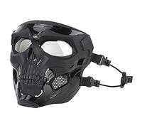 Halloween Mask Full Face Skull Skeleton Masks with Goggle for Cosplay Movie Props Masquerade Party (Color : BK)