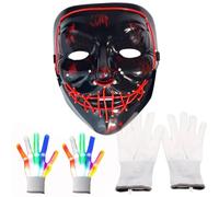 Halloween Mask&Gloves,Scary Mask Gloves Set,Red Scary Mask and Colourful Gloves,Eerie and Spooky,Masquerade Dress Up Props,Suitable for Halloween,Mardi Gras,Masquerade Parties,Etc(Red)