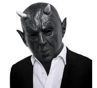Halloween Mask, Halloween Devil Mask, Halloween Costume Men's Devil Evil Masks Latex Full Head Realistic Masks, Halloween Decoration Devil Mask for Carnival Costume Birthday Party (Black)