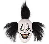 Halloween mask Halloween Evil Laughing Seeing Clown Costume Adult Costume Mask Killer Creepy Joker With Black Hair Cosplay Huanted Home Props 2026(Black)