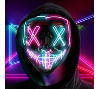 Halloween Mask, LED Halloween Mask, Purge Masks, Light Mask, Halloween Mask with 3 Flash Modes for Adults, Children, Mask, Party, Halloween, Carnival, Cosplays, LED Mask, Horror Decoration