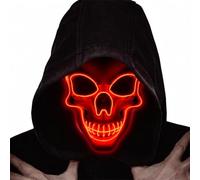Halloween mask, LED mask, luminous, multiple light modes, mask costume | LED mask glowing in the dark, scary skeleton mask, horror skull Halloween costume for costume games, cosplay, festivals