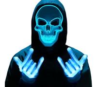 Halloween mask, LED mask, luminous, multiple light modes, mask costume | LED mask glowing in the dark, scary skeleton mask, horror skull Halloween costume for costume games, cosplay, festivals