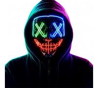 Halloween mask, LED mask, luminous, multiple light modes, mask costume | LED mask glowing in the dark, scary skeleton mask, horror skull Halloween costume for costume games, cosplay, festivals