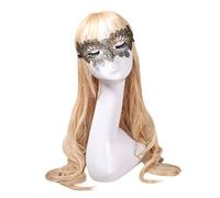 Halloween Mask Masquerade Lace Halloween Elegant Cutout Design Prom Party Costume Accessory (Gold, One Size)