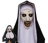 Halloween Mask Nun Mask Scary Latex Mask Horror Full Head Mask with Headscarf Nun Dress up Cosplay Costume Masks for Halloween Carnival Party Photo Props for Adult and Kids
