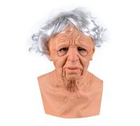 Halloween Mask, Old Man Decor Realistic Masks Realistic Masks For Adults Silicon Face Mask Halloween Mask Pumpkin Half Face Scary Monster Costume for Adults Women Men (006 Woman,One Size)
