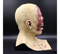 Halloween Mask Scary For Mens Realistic Novelty Latex Full Head Skeleton Masks Adults Face Covering Plastic Real Human Horror Wig Party Props Afraid Terrible (005 Red,One Size)