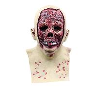Halloween Mask Scary,Horror Full Head Masks Adults Realistic Creepy Novelty Latex Skeleton Scary Skull Can Tear Open Double-Layer Child Face Covering Horror Cosplay (005 Red,One Size)