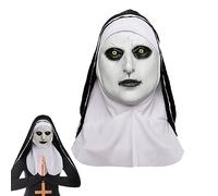 Halloween Mask Scary Latex Mask Nun Mask Horror Full Head Mask with Headscarf Nun Dress up Cosplay Costume Masks for Halloween Carnival Party Photo Props for Adult and Kids