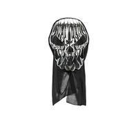 Halloween Mask Skull Silver-Black - Approx. 18.5 x 24.5 cm, Hood Approx. 43 cm, Scary Mask for Adults, Horror Costume Accessory Skull Mask Fancy Dress Party Carnival Unisex Mask Costume