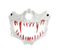 Halloween Mask Skull White/Red - Approx. 16.5 x 14 cm, Reusable Scary Mask for Adults, Horror Costume Accessory, Skull Mask, Carnival Party Fancy Dress, Unisex Mask Costume Decoration