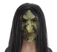 Halloween Mask Wicked Witch Mask Stretch Latex Old Lady with Black Hair Scary with Ventilation Holes One Size Fits Most Scary Masks for Adults Halloween Cosplay, Old Lady