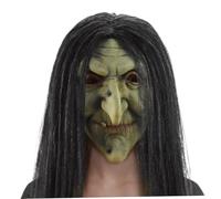 Halloween Mask Wicked Witch Mask Stretch Latex Old Lady with Black Hair Scary with Ventilation Holes One Size Fits Most Scary Masks for Adults Halloween Cosplay, Latex, Witch