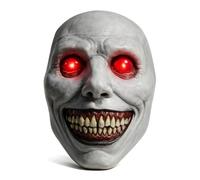 Halloween Masks Adults Exorcist Smile Demons Mask with LED Glowing Eyes | Scary Mask Realistic Latex Masquerade Creepy Mask for Halloween Costume Party Props Evil Cosplay Props