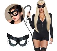 Halloween Masks Adults Halloween Cat Face Guard Half Face Sexy Guard Masquerade Party Dress Up Props Party Favors (Black, 16x10cm)