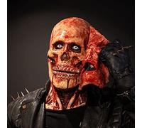 Halloween Masks Adults,Scary Realistic Human Pleated Head Mask Queen Latex Half Smart Cover Face Washable UK Costume Men Afraid Terrible Blood Red for Adults Women Men (004 Red,One Size)
