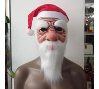 Halloween Masks Christmas Santa Latex Head Cover With White Beard And Hat Perfect For The Festive Season Face Mask Halloween(White,40cm)