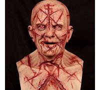 Halloween Masks, Halloween Scary Mask Realistic Human Pleated Head Mask Latex Face Adult Masks Bald Bloody Face Mask Smart Cover Face Masks Washable Costume