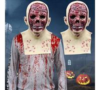 Halloween Masks Latex,Scary For Adults Realistic Full Head Latex Mask Old Man Face Covering Black Headgear Dress Up Afraid Terrible Blood Red for Adults Women Men (005 Red,One Size)