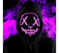 Halloween Masks, Light Up Mask, Horror LED Mask, Scary Masks with 3 Lighting Modes, Rave Face Masks Costume for Kids Men Women Halloween Christmas Carnival Festival Cosplay Party - C