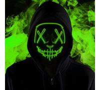 Halloween Masks, Scary LED Mask, Anonymous Neon Mask, 3 Light Modes Colourful Rave Full Face Mask Cosplay Glow for Halloween, Christmas, Bonfire Night, Festival Costume Party Accessories - H