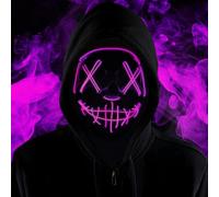 Halloween Masks, Scary Light Up Halloween Spooky Skeleton Mask, 3 Light Modes Colourful Rave Full Face Mask Cosplay Glow for Halloween, Christmas, Bonfire Night, Festival Costume Party Accessories - D