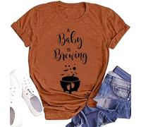 Halloween Maternity Shirt Women Funny Pumpkin in The Making Shirt Halloween Graphic Pregnancy Announcement T-Shirts, As Shown-01, M