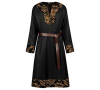 Halloween Medieval Costume Men Vintage Long Sleeve Embroidered Robe Belt | King Wizard Outfit Costume For Halloween Party Stage Play Renaissance Fair Retro Court Look Cosplay Mens Fancy