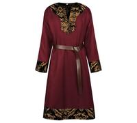 Halloween Medieval Costume Men Vintage Long Sleeve Embroidered Robe Belt | King Wizard Outfit Costume For Halloween Party Stage Play Renaissance Fair Retro Court Look Cosplay Mens Fancy