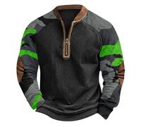 Halloween Men‘s Hoodie Techwear Hip Hop Top Blouse Tracksuits Patchwork Long Sleeve Pullover Athletic Hooded Autumn Winter Outwear Ugly Christmas Shirt (Army Green-d, XXXXL)